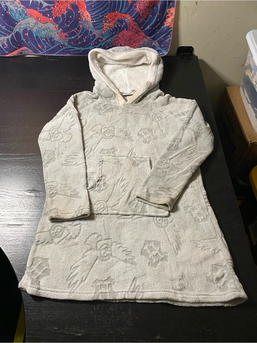 Cozy Hooded Harry Potter Terry-Knit Women's Sweater Dress - Light Gray